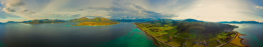 Image showing Sortland aerial panorama