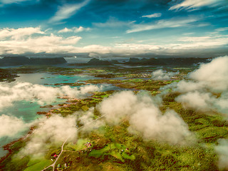 Image showing Scenic view of Lofoten islands from air