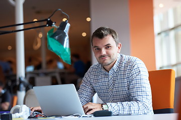 Image showing startup business, software developer working on computer