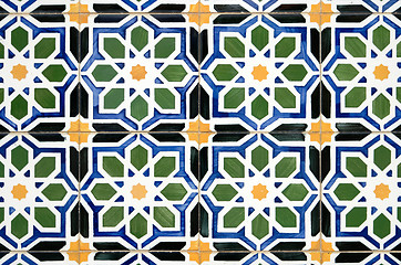 Image showing Traditional Portuguese glazed tiles