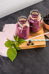 Image showing Fresh red fruits smoothie