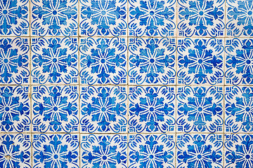 Image showing Traditional Portuguese glazed tiles