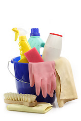Image showing Cleaning Tools in a Bucket