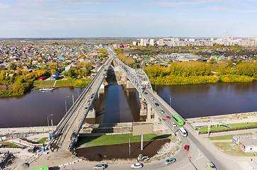 Image showing Old bridge and construction new one. Tyumen.Russia