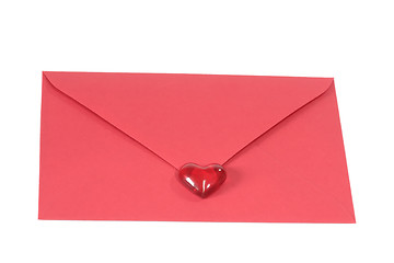Image showing Red Envelope with plastic Heart