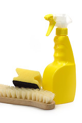 Image showing Spray Bottle with Sponge and Brush