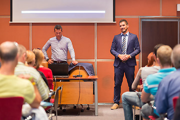 Image showing Speaker Giving a Talk at Business Meeting.