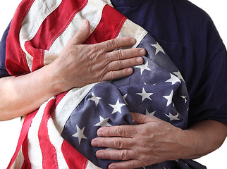 Image showing USA flag held by a veteran