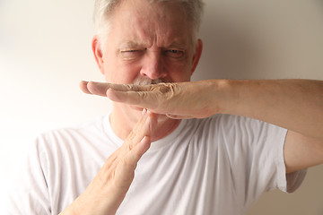 Image showing man uses timeout hand signal  