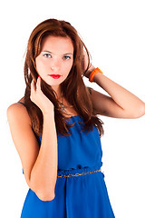 Image showing Beautiful young red haired woman with freckles