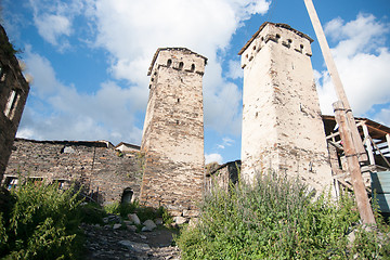 Image showing Towers in mountain village