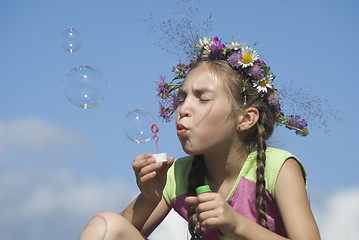 Image showing Girl with  soap bubbles IV