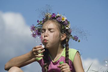 Image showing Girl with  soap bubbles V