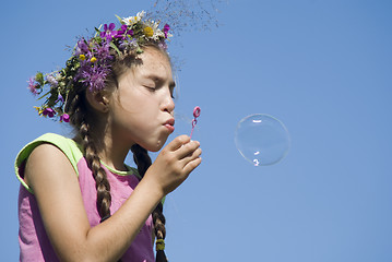 Image showing Girl with  soap bubbles VII