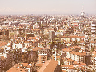 Image showing Retro looking Milan aerial view