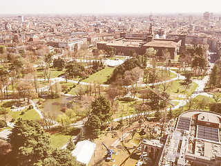 Image showing Retro looking Milan aerial view