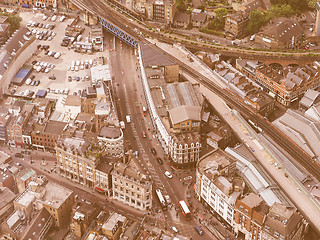 Image showing Retro looking Aerial view of London