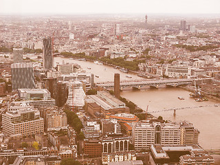 Image showing Retro looking Aerial view of London