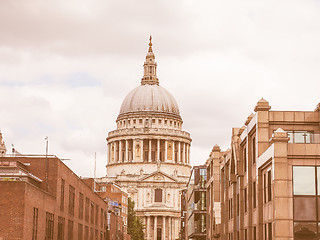 Image showing Retro looking St Paul Cathedral in London