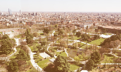 Image showing Retro looking Milan aerial view