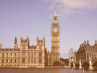 Image showing Retro looking Houses of Parliament in London