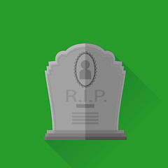 Image showing Grey Gravestone Isolated on Green Background. 