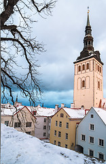 Image showing  Winter view of the Old Tallinn. Church Niguliste