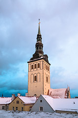 Image showing  Winter view of the Old Tallinn. Church Niguliste