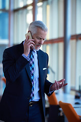 Image showing senior business man talk on mobile phone