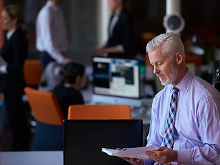 Image showing senior business man with his team at office