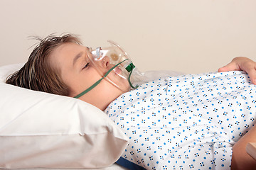 Image showing Unwell child oxygen mask