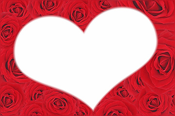 Image showing Nice red roses and white heart