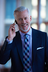 Image showing senior business man talk on mobile phone