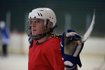 Image showing ice hockey player portrait