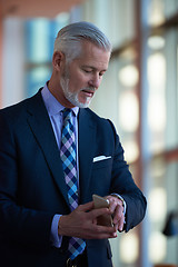 Image showing senior business man talk on mobile phone