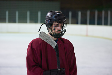 Image showing ice hockey player portrait