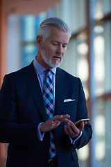 Image showing senior business man talk on mobile phone