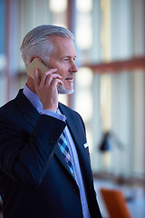 Image showing senior business man talk on mobile phone