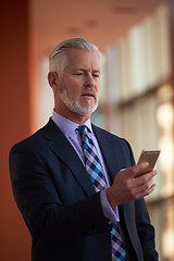 Image showing senior business man talk on mobile phone