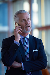 Image showing senior business man talk on mobile phone