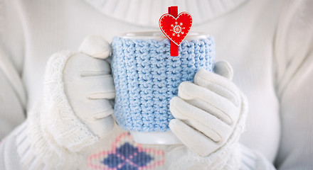 Image showing Knitted wool cup