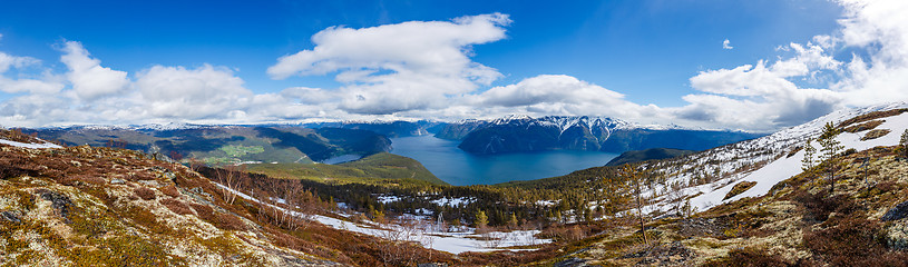 Image showing Beautiful Nature Norway Panorama Sognefjorden.