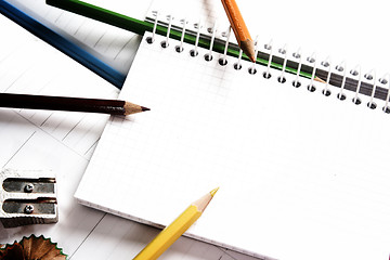 Image showing Color pencil and agenda