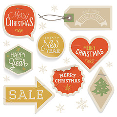 Image showing Stickers and Labels for Christmas and New Year