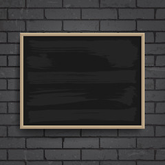 Image showing Black chalkboard with wooden frame