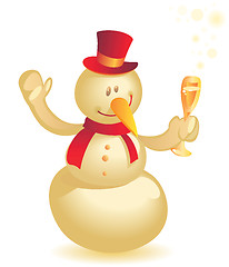 Image showing Snowman with wineglass gold