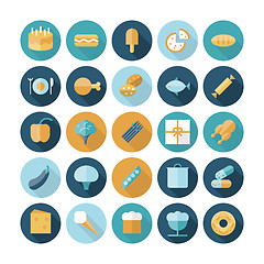 Image showing Flat design icons for food