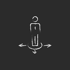 Image showing Businessman on three ways icon drawn in chalk.