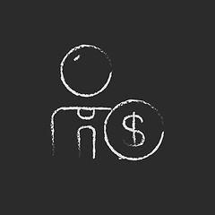 Image showing Man with dollar sign icon drawn in chalk.