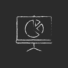 Image showing Roller screen with the pie chart icon drawn in chalk.